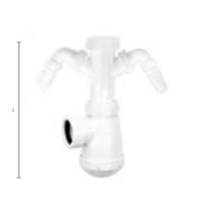 Sifón extensible, salida horizontal con racor y doble toma electrodomésticos - Imagen 1