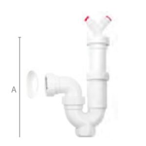 Sifón curvo extensible, especial desagües con doble toma electrodomésticos y plafón embellecedor - Imagen 1