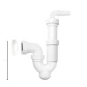 Sifón curvo extensible, especial desagües electrodomésticos y plafón embellecedor - Imagen 1